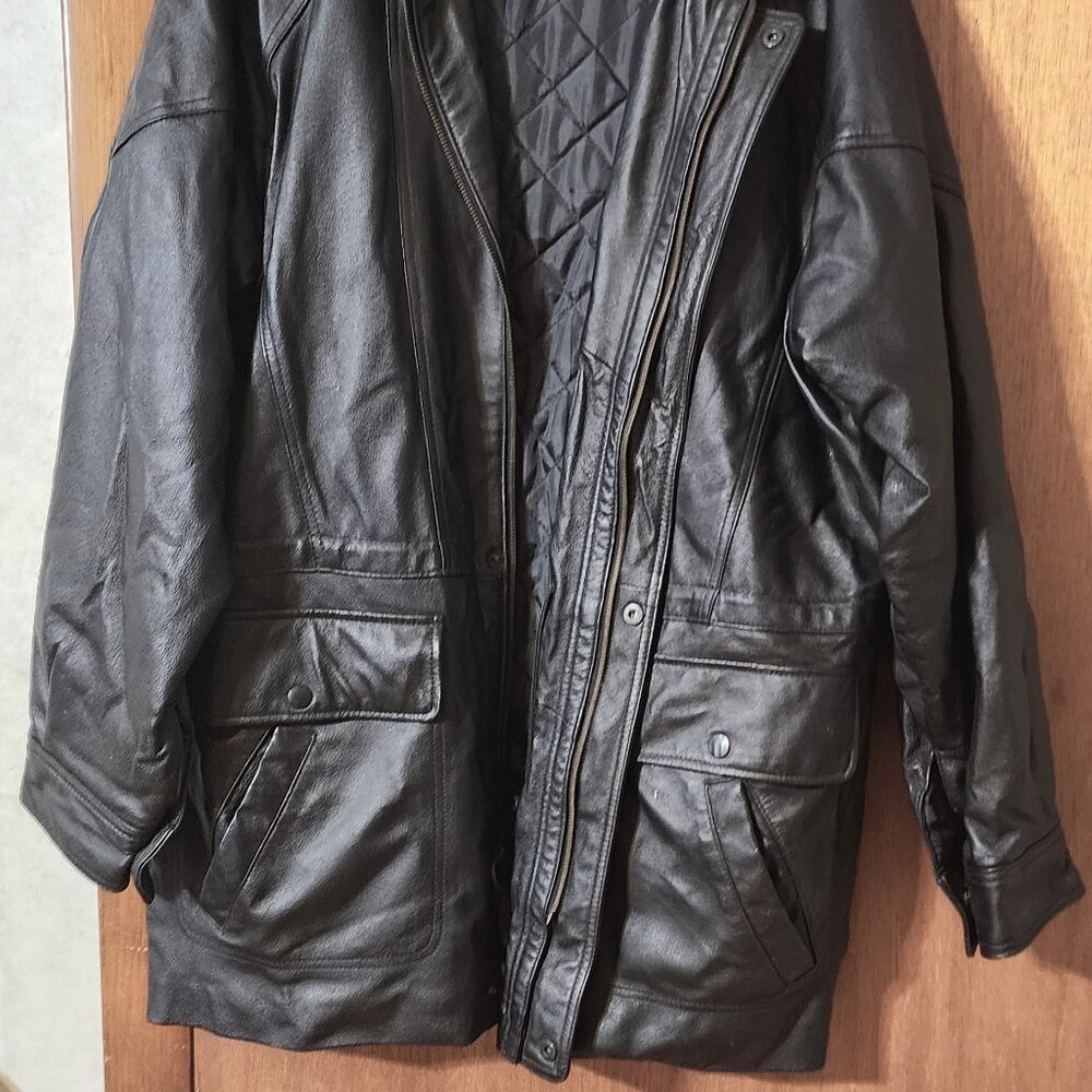 St Johns Bay Men's Large Black Leather Coat